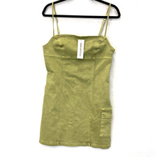 Urban Outfitters Bodycon Cargo Mini Dress Medium Stretch Pocket Army Green NWT