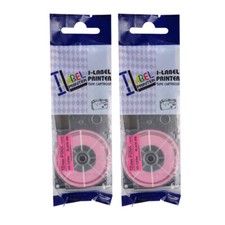 2PK Fluorescent Pink Tape Cartridge XR-12FPK for Casio KL-60 EZ Label 12mm