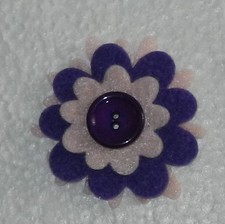 Felt Flower Sew on applique Embelishment or scrapbooking purple pink