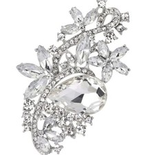 Rhinestone Cluster Brooch Clear Glass Silver Tone
