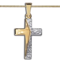 Gold 333 Bicolor Kinder Taufe Kommunion Kreuz AnhäNger Mit Kette Silber 925 Vg