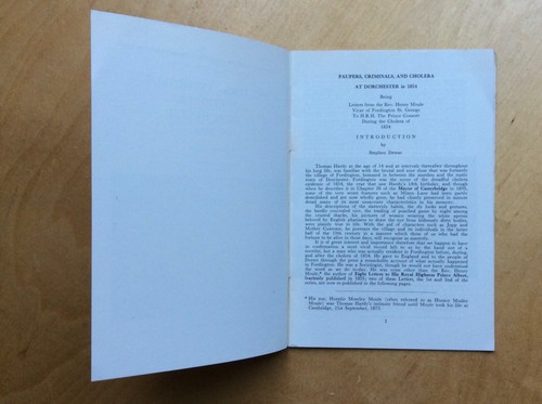 Paupers Criminals Cholera at Dorchester 1854 Henry Moule - Hardy Monograph 1968 - Picture 5 of 10