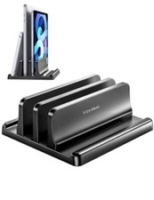Vertical Laptop Stand for Desk, Dual Slots Plastic Laptop Holder with Black