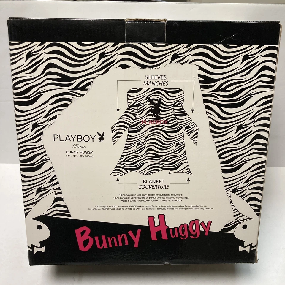 Manta polar Playboy Home Bunny Huggie 2010 - bata - estampado de cebra de colección Foto 2 de 4