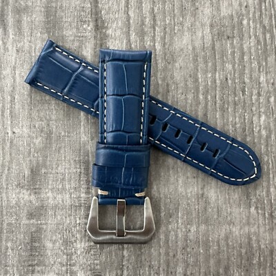 Für Officine Panerai 22mm Öse Pam Uhren Blau Narbenleder Uhr Armband