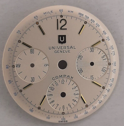 Universal Genève Compax Rare Original Vintage Dial NOS good condition UG 281 - Foto 3 di 6