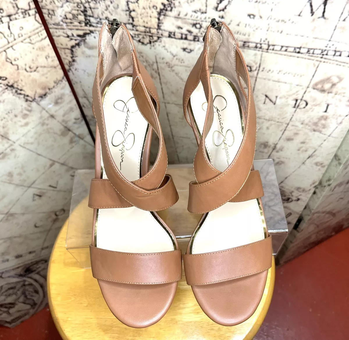 Jessica Simpson Shoes Women 9 Brown Ankle Strap Platform Wedge