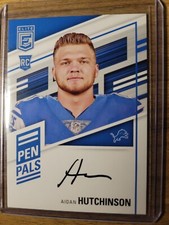 AIDAN HUTCHINSON ELITE PEN PALS BLACK INK RC ON CARD AUTO ** LIONS **