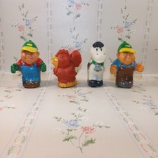 TOMY John Deere 3" Replacement Farm Figures, Two Farmers, Cow Chicken