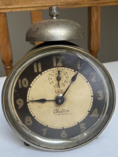 antique lux chilton luminous alarm clock - Afbeelding 1 van 6
