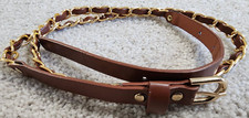 BELT LADIES BROWN LEATHER INSIDE GOLD COLORED CHAIN SZ 8