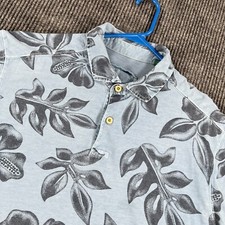 Tommy Bahama Relax Polo Shirt Mens Large Blue Floral Short Sleeve Casual Beach