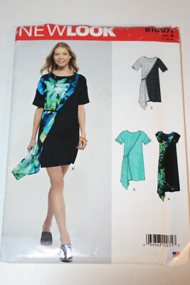 New Look R10071 Asymmetrical Side Drape Wrap Dress Sz XS-XL
