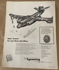 Lycoming print ad 1954 vintage 1950s art illus Grumman S2F-1 Boris Artzybasheff