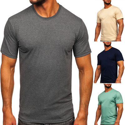 T-Shirt Tee Rundhals Kurzarm Sport Basic Slim Fit Unifarben Herren BOLF Classic