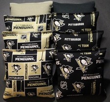 All Weather made w PITTSBURGH PENGUINS Fabric 8 ACA Reg Cornhole Bean Bags