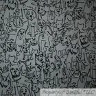 BonEful FABRIC FQ Cotton Quilt Gray Black Cat Dog Breed Comic Kid Food Bone Sale