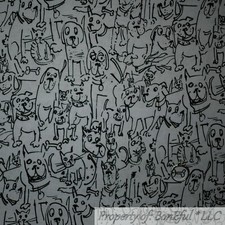 BonEful FABRIC FQ Cotton Quilt Gray Black Cat Dog Breed Comic Kid Food Bone Sale