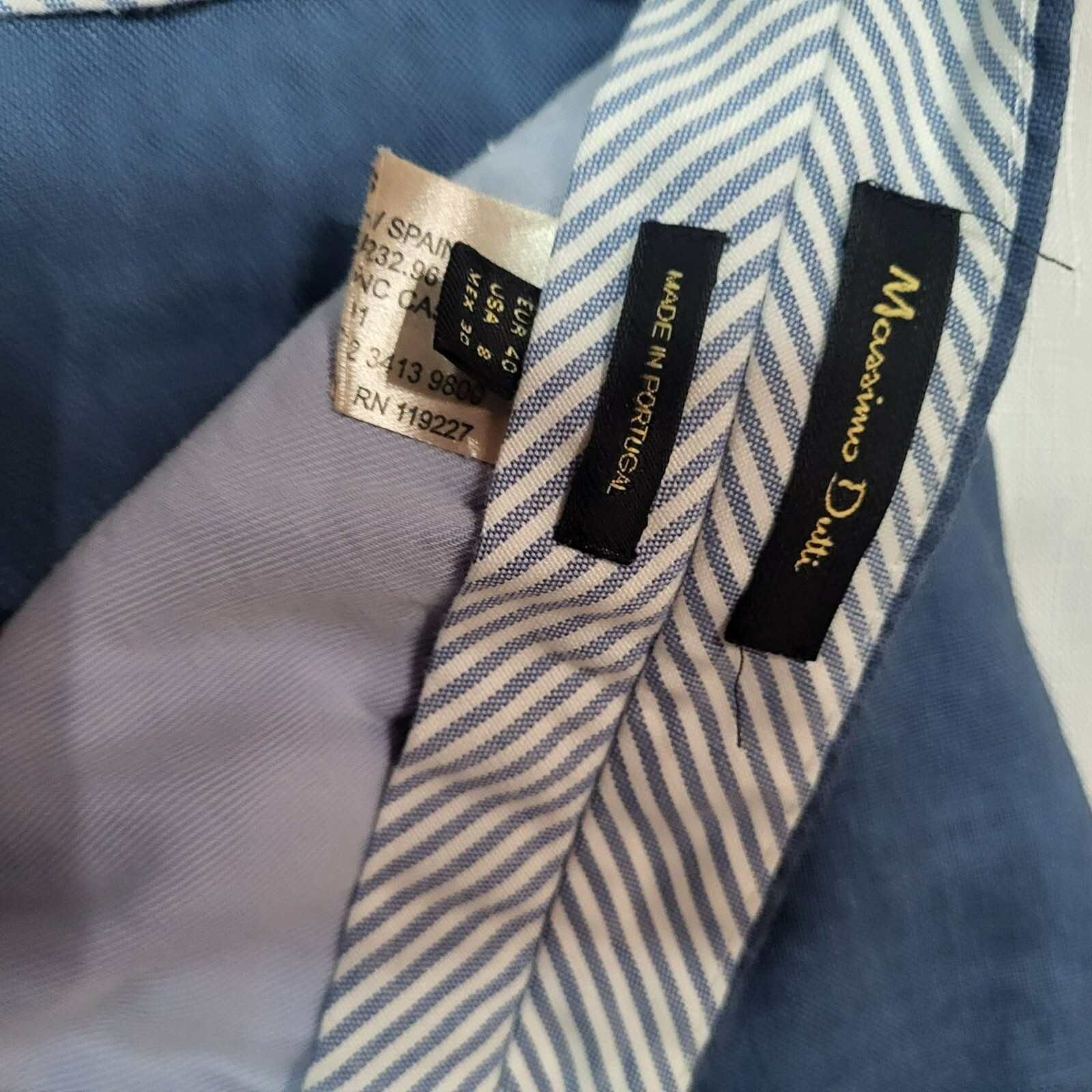 Massimo Dutti Womans Blue Linen-Blend Chinos Size 8 image 4