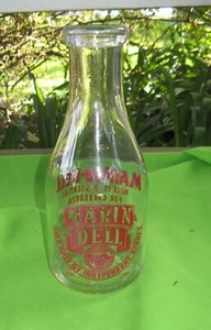 Vintage Marin Dell Milk Bottle Marin County California Dairy Farms 1 Quart
