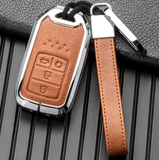 Honda Key Fob Cover shell Leather and Aluminum with Keychain full Protection