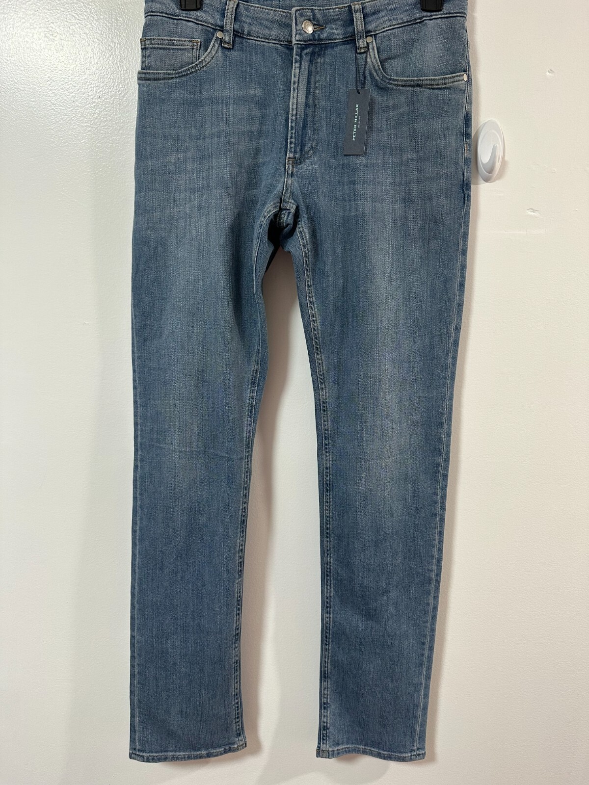 Peter Millar Men's Premium Wash Blue Denim 34/35 Five-Pocket Jeans NWT $198