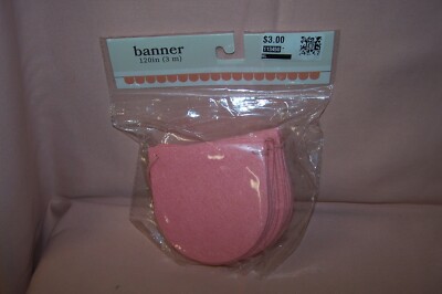 NEW Horizon Group Pink Felt Party Banner 120'' Yarn with 18 Half Ovals Room Decor