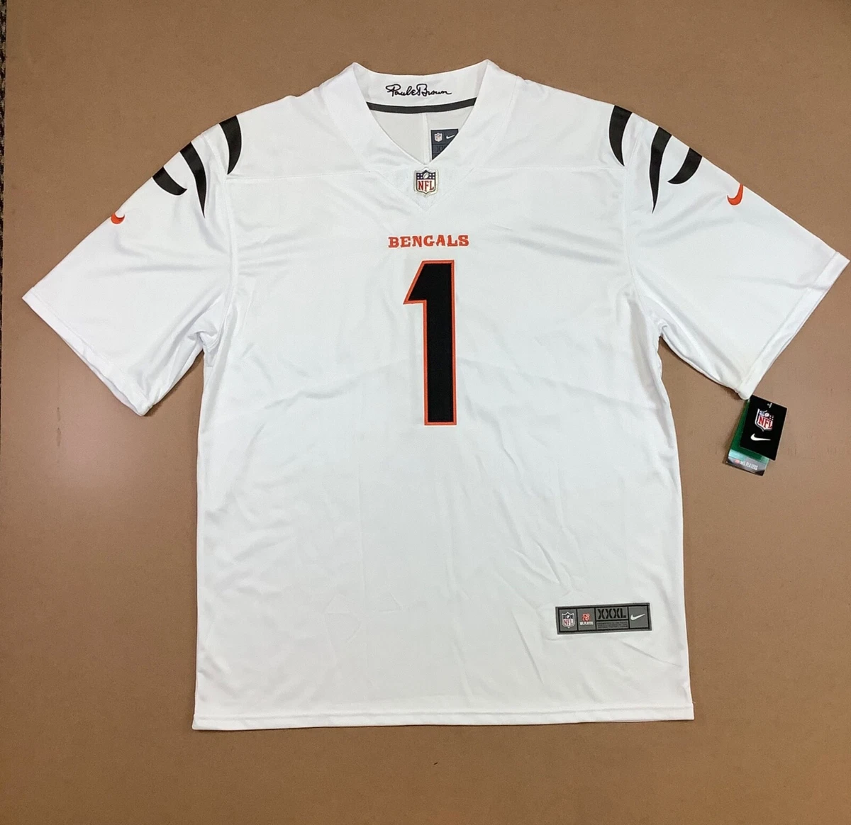 Nike Ja Marr Chase White Sz XXXL Cincinnati Bengals NFL Jersey Paul Brown Collar