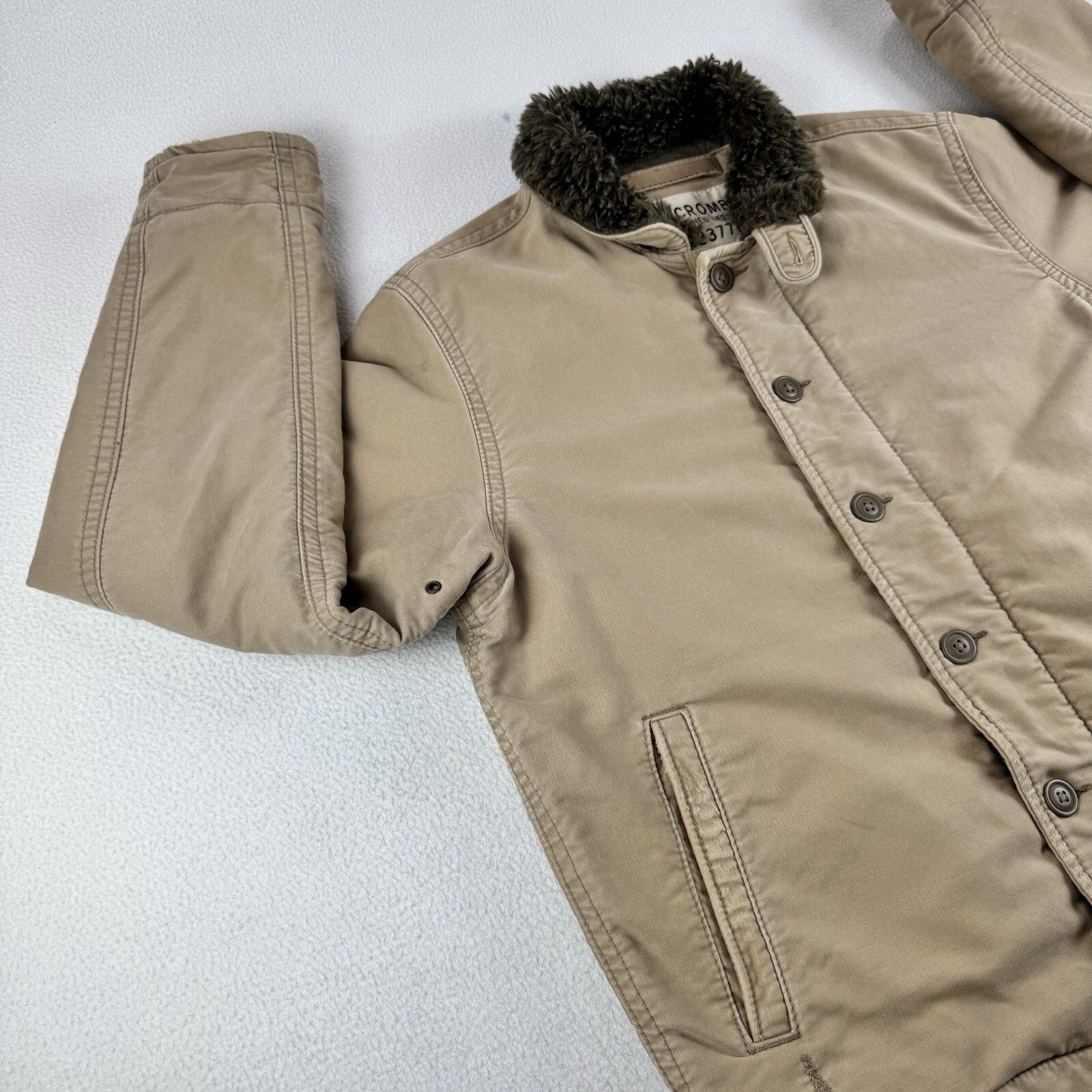 VTG Y2K abercrombie fitch Quilted Military Jacket Men’s L Brown Full Zip Rare image 5