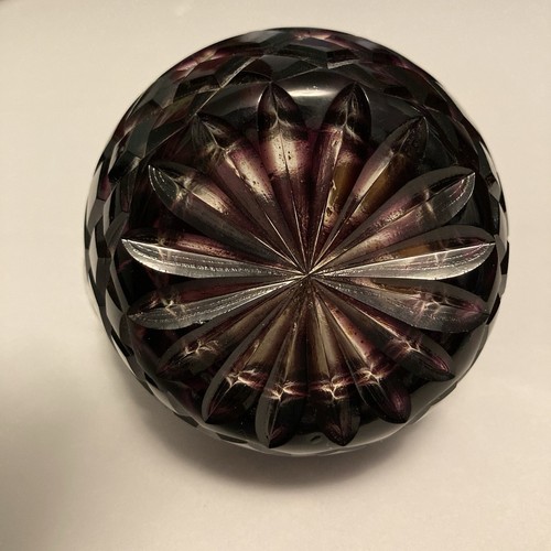 Rare Crystal Cruet Amethyst Cut-to-clear 4” Hand Blown Applied Handle German Vtg - Picture 10 of 23