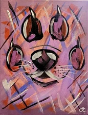 Original Dog Paw Art 14x11 Canvas Abstract Expressionism Home Decor Painting