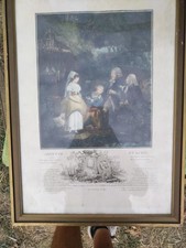 Estampe/Gravure sur papier « Annette et Lubin » scène de genre encadrée