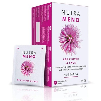 Nutra Tee Nutra Meno - Rotklee & Salbei Kräutertee | 20 biologisch abbaubare Beutel | 40