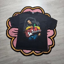 Vintage Y2K Zion Rootswear Bob Marley Graphic Logo T-shirt Size XL Black