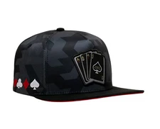 JC Hats Black /Gray Camo Poker Snapback Cap