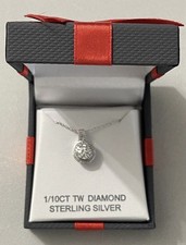 1/10 CTW Genuine Diamond Halo Necklace Sterling Silver With 18  Chain 125 NEW