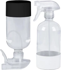 2 Pack 360° Glass Spray Bottles with Silicone Sleeve, 16 Oz Empty Refillable Con