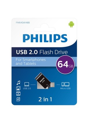 Philips OTG 2 in 1   USB 2.0 MIcro USB    32-64GB Midnight Black