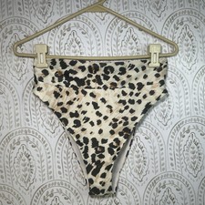Aerie High Cut Cheeky Bikini Swimsuit Bottoms Women's Size Medium Cheetah