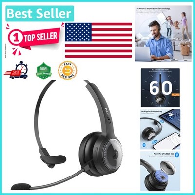 Comfortable Wireless Headset with AI Noise Control & 10m Range - Ideal for Work