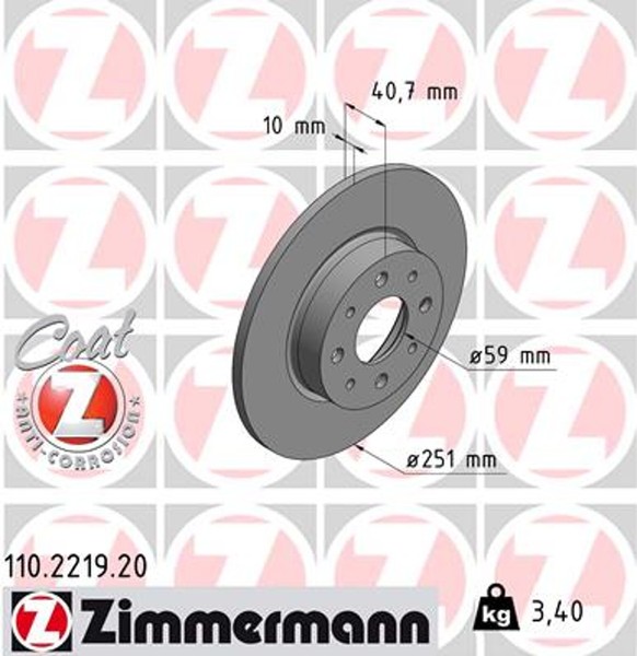 2X Bremsscheibe Coat Z Zimmermann 110.2219.20 FüR Mito Alfa Twinair 955 AXW1B-image