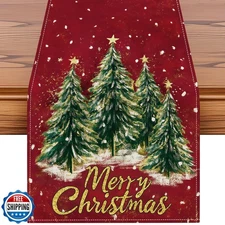 Artscope Christmas Tree Table Runner, Xmas Winter Holiday Kitchen Dining Tabl