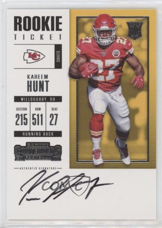 2017 Panini Contenders Rookie Ticket RPS Kareem Hunt #317 Rookie Auto RC