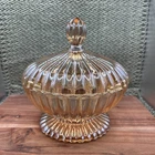 Jeannette Glass lidded candy dish,  the National Pattern Marigold Carnival Vtg