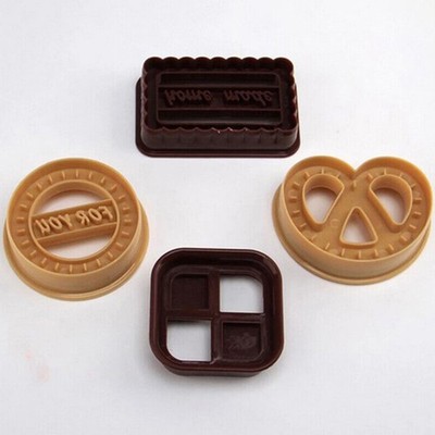 4Pcs Square Round Cookie Biscuit Cutter Set Bread Fondant Cake Mold Baking To F3