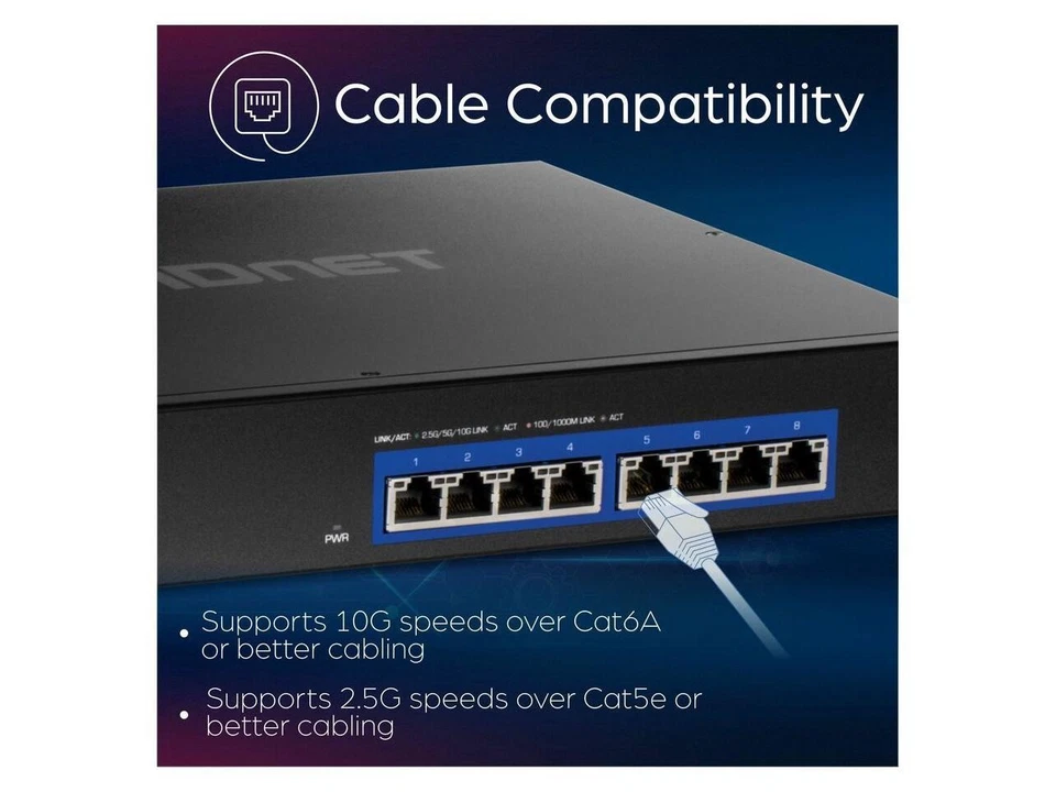 TRENDnet 8-Port 10G Switch, TEG-S708, 8 x 10G RJ-45 Ports, 160Gbps Switching - Image 4 of 4