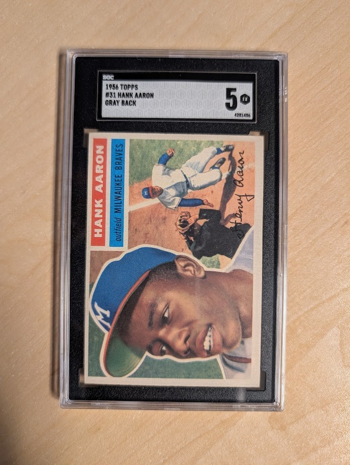 1956 Topps Hank Aaron #31 Gray Back SGC 5