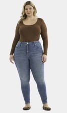 Terra  Sky Womens Plus 16W High Rise Skinny Jeans Light Wash Stretch Denim