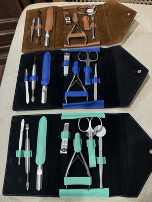 Nippes Solingen Stainless Steel 7 Pc Manicure set W Luxury Genuine Leather Case