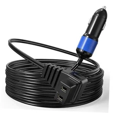  12V/24V DC Power Cord for Car Refrigerator, 11.5FT Heavy Duty Cable Built-in 